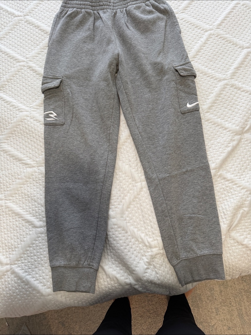 Nike Gray Kids Cargo Joggers with Swoosh